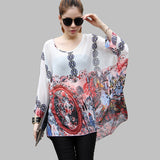 Women's Chiffon Tops 2017 New Fashion Summer Shirt Boho Style Batwing Casual Blouses Blusas 4XL 5XL 6XL Plus Size Women Clothing
