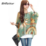 Women's Chiffon Tops 2017 New Fashion Summer Shirt Boho Style Batwing Casual Blouses Blusas 4XL 5XL 6XL Plus Size Women Clothing