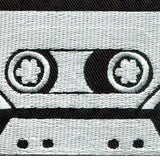 Cassette tape retro seventies music embroidered applique iron-on patch