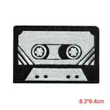 Cassette tape retro seventies music embroidered applique iron-on patch