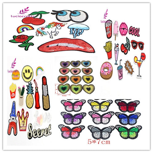 Lucia Craft Random mixed Assorted Iron-on or Sew-on Embroidered Patch Motif Applique Clothing accessories 082007182