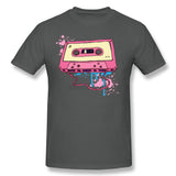 Men Man's Pink Tape Cassette Shirt Pink Tape Cassette T-shirts Short Sleeve Cotton Male Men