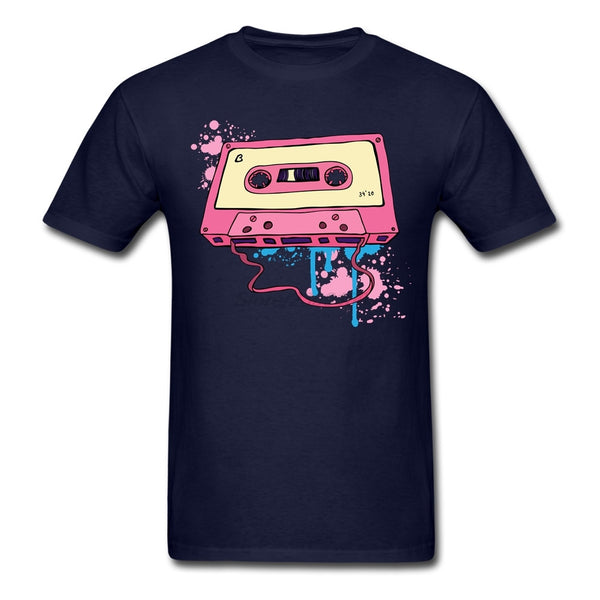 Men Man's Pink Tape Cassette Shirt Pink Tape Cassette T-shirts Short Sleeve Cotton Male Men