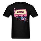 Men Man's Pink Tape Cassette Shirt Pink Tape Cassette T-shirts Short Sleeve Cotton Male Men