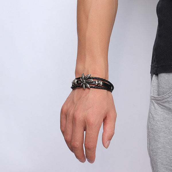 Cannabis Friendship Leather Bracelet