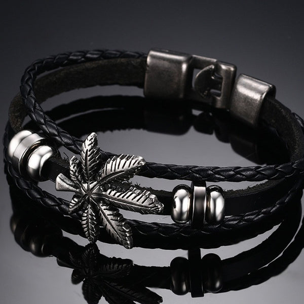 Cannabis Friendship Leather Bracelet