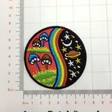 Mushroom rainbow hippie cosmic boho retro love peace applique iron-on patch space moon and star