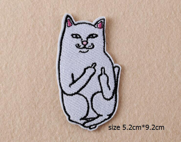 New Down pilot Jacket Delicate Fashion Embroidery Iron On Patches Animal White Cat mushroom Legs Motif Applique 2pcs for choose