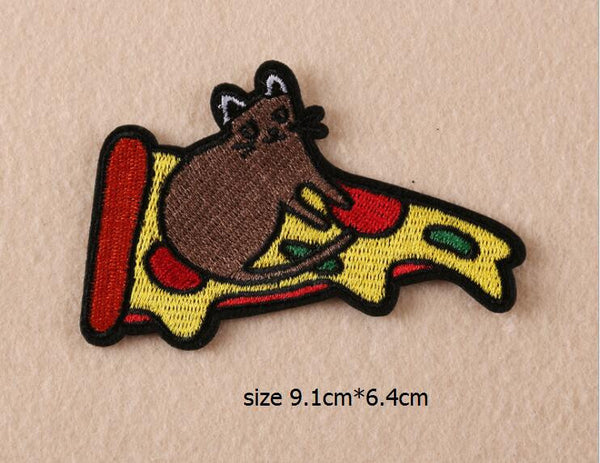 New Hand Shoes Pizza Cartoon Style Delicate Embroidered Patches Iron On Patch Badge DIY Clothing Applique Accessories