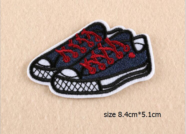 New Hand Shoes Pizza Cartoon Style Delicate Embroidered Patches Iron On Patch Badge DIY Clothing Applique Accessories
