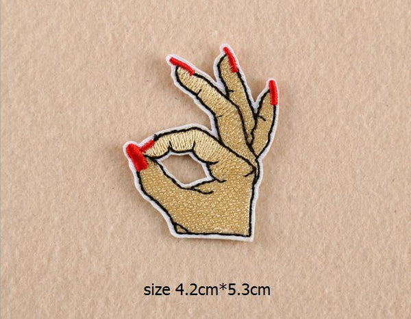 New Hand Shoes Pizza Cartoon Style Delicate Embroidered Patches Iron On Patch Badge DIY Clothing Applique Accessories