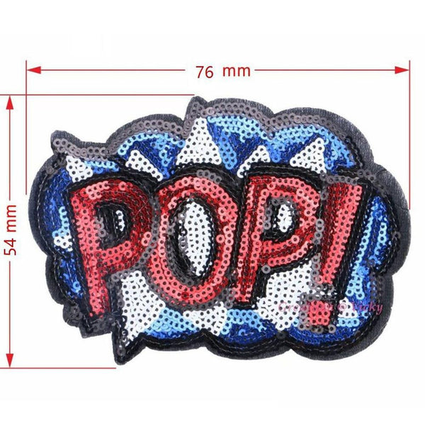 New POP Sequins Sewing Brand Patch Retro Hand Embroidery Patches Hotfix Applique Feather Hot Fix Motif DIY Clothes Stickers