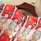 Novelty Dress New 2017 Summer Fashion High Street Women Sweet Print Luxury Appliques Diamonds Above Knee Designer Dress