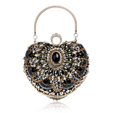 Jewel Encrusted Black Heart Handbag
