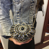 Jewel Encrusted Black Heart Handbag