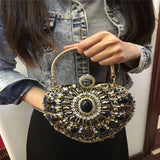 Jewel Encrusted Black Heart Handbag