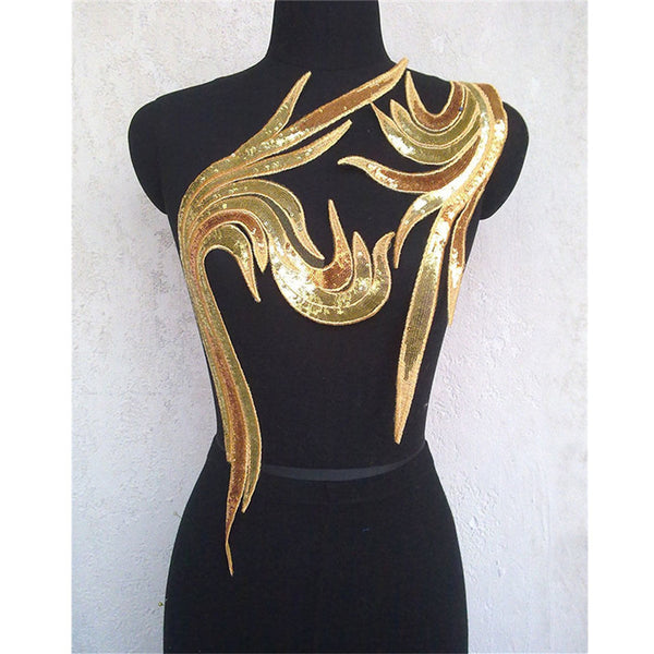 New Arrival 2pcs/Set Venise Lace Applique Trims Motif Embroidery DIY Craft Sequins Peacock for Sewing Cloth Patch Accessories