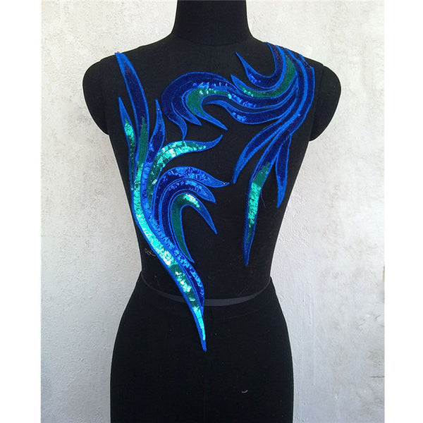 New Arrival 2pcs/Set Venise Lace Applique Trims Motif Embroidery DIY Craft Sequins Peacock for Sewing Cloth Patch Accessories