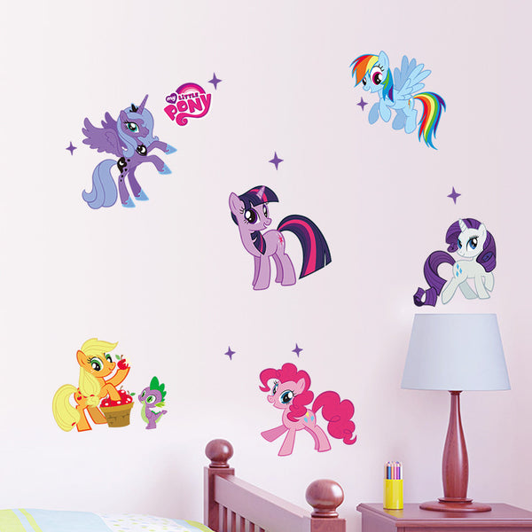 New arrival Kid Wall Stickers My Little Pony 6 ponies removal wall sticker girls sticker for kids  room factory sales directly