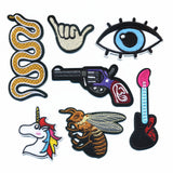New Down pilot Jacket Delicate Fashion Embroidery Iron On Patches Beauty Snake Gun Animal Gitter Badges Motif Applique