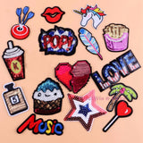 New POP Sequins Sewing Brand Patch Retro Hand Embroidery Patches Hotfix Applique Feather Hot Fix Motif DIY Clothes Stickers