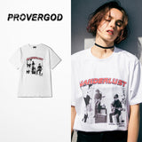 PROVERGOD Summer Mens Short Sleeve O Neck T-shirt Music Style Tops Tees Classic Rock Print Casual T Shirt S-3XL