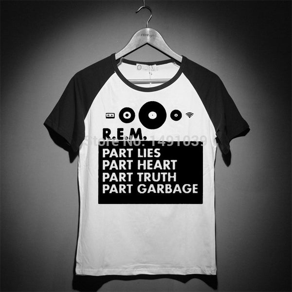 R.E.M. classic rock live lose my religion everybody hurts man on the moon rock fashion black ans white t shirt