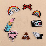 Rainbow Lip Balm Camera Poo Patches Iron On Embroidered Patch For Clothing Stick On Badge Paste For Clothes Sew On Bag Pants