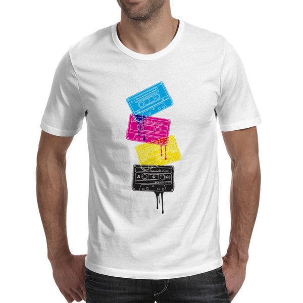 TANGNEST Melting Cassette Print T shirts Men's Fashion Summer Short T shirts O-neck Comfortable Pop Tee for Man S-3XL MTS2340