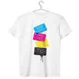 TANGNEST Melting Cassette Print T shirts Men's Fashion Summer Short T shirts O-neck Comfortable Pop Tee for Man S-3XL MTS2340