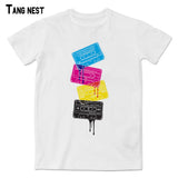 TANGNEST Melting Cassette Print T shirts Men's Fashion Summer Short T shirts O-neck Comfortable Pop Tee for Man S-3XL MTS2340