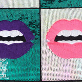 Oversized Lips Square Sequins Patches T-shirt Dress Adornment Decals Of Patches Need To Hand Sewing Clothing DIY