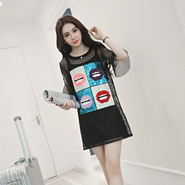 Oversized Lips Square Sequins Patches T-shirt Dress Adornment Decals Of Patches Need To Hand Sewing Clothing DIY