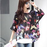 Women's Chiffon Tops 2017 New Fashion Summer Shirt Boho Style Batwing Casual Blouses Blusas 4XL 5XL 6XL Plus Size Women Clothing