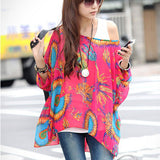 Women's Chiffon Tops 2017 New Fashion Summer Shirt Boho Style Batwing Casual Blouses Blusas 4XL 5XL 6XL Plus Size Women Clothing