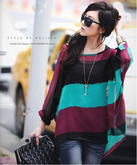 Women's Chiffon Tops 2017 New Fashion Summer Shirt Boho Style Batwing Casual Blouses Blusas 4XL 5XL 6XL Plus Size Women Clothing