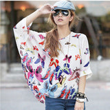 Women's Chiffon Tops 2017 New Fashion Summer Shirt Boho Style Batwing Casual Blouses Blusas 4XL 5XL 6XL Plus Size Women Clothing