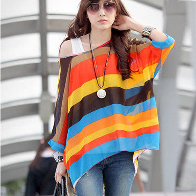 Women's Chiffon Tops 2017 New Fashion Summer Shirt Boho Style Batwing Casual Blouses Blusas 4XL 5XL 6XL Plus Size Women Clothing