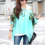 Women's Chiffon Tops 2017 New Fashion Summer Shirt Boho Style Batwing Casual Blouses Blusas 4XL 5XL 6XL Plus Size Women Clothing