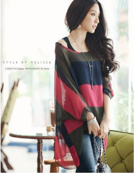 Women's Chiffon Tops 2017 New Fashion Summer Shirt Boho Style Batwing Casual Blouses Blusas 4XL 5XL 6XL Plus Size Women Clothing