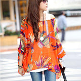 Women's Chiffon Tops 2017 New Fashion Summer Shirt Boho Style Batwing Casual Blouses Blusas 4XL 5XL 6XL Plus Size Women Clothing