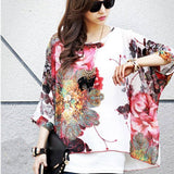 Women's Chiffon Tops 2017 New Fashion Summer Shirt Boho Style Batwing Casual Blouses Blusas 4XL 5XL 6XL Plus Size Women Clothing