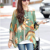 Women's Chiffon Tops 2017 New Fashion Summer Shirt Boho Style Batwing Casual Blouses Blusas 4XL 5XL 6XL Plus Size Women Clothing