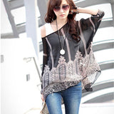 Women's Chiffon Tops 2017 New Fashion Summer Shirt Boho Style Batwing Casual Blouses Blusas 4XL 5XL 6XL Plus Size Women Clothing