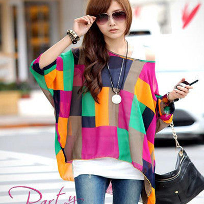 Women's Chiffon Tops 2017 New Fashion Summer Shirt Boho Style Batwing Casual Blouses Blusas 4XL 5XL 6XL Plus Size Women Clothing